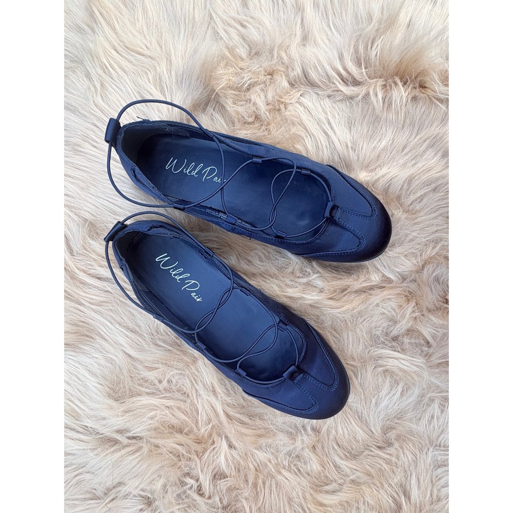 Sporty Ballet Flats Navy Lace Up Balletcore Sneakers Wild Pair 8.5